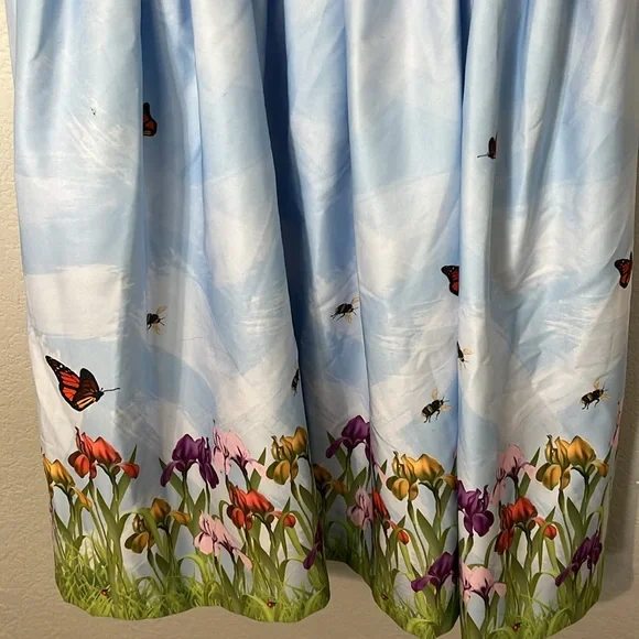 Lindy Bop Blue Iris Fit and Flare Dress 6 Blue - Picture 2 of 7